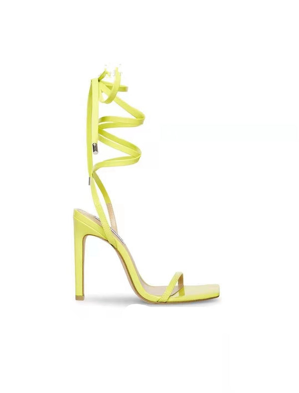 2021 New European And American Square Toe Strap High Heel Sandals