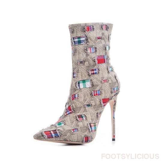 European and American fashion new boots high heel denim large size women's boots