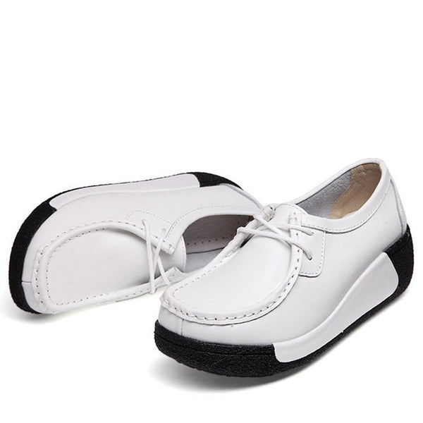 Direct manufacturers with thick soles muffin ladies casual shoes leather shoes with a solid set foot on behalf of the British