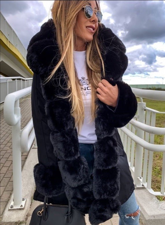New foreign trade winter long style to overcome Amazon thick fur collar imitation fur coat female E9J412
