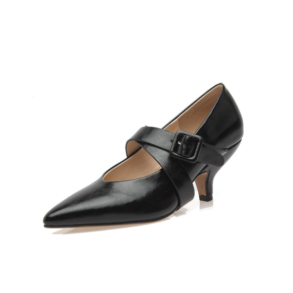 Buckle Can't Drop With Pointed Toe High-heeled Single Shoes Women