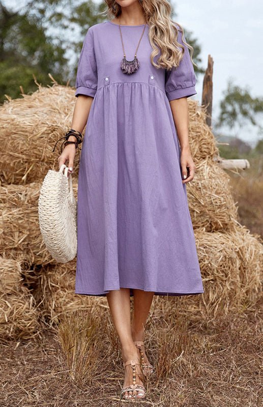 Pullover Loose Linen And Cotton Dress