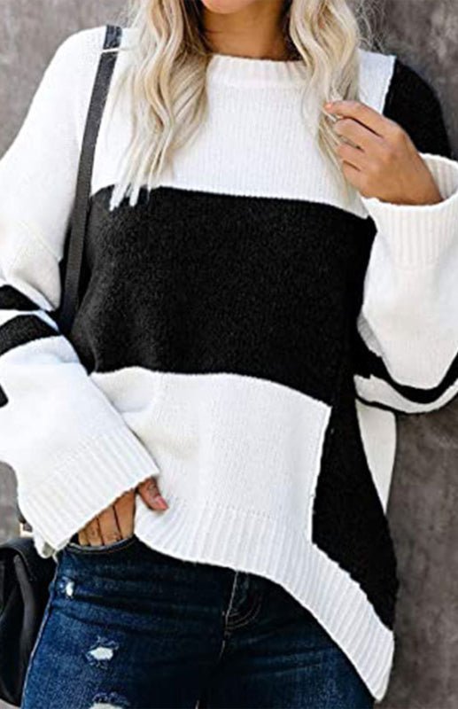 Contrast Stitched Crew Neck Pullover