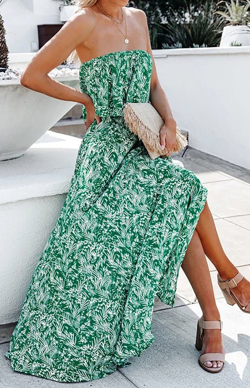 Sexy Floral Ruffle Wrap Long Dress