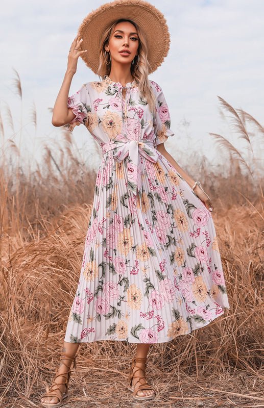 Temperament Ruffled French Retro Pleated Design Dress
