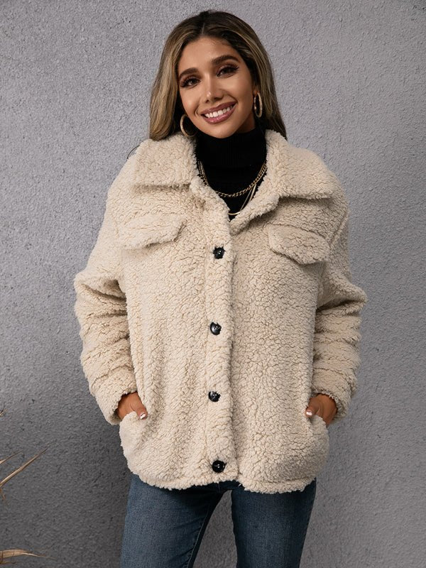 Loose Casual Lapel Plush Fleece Coat