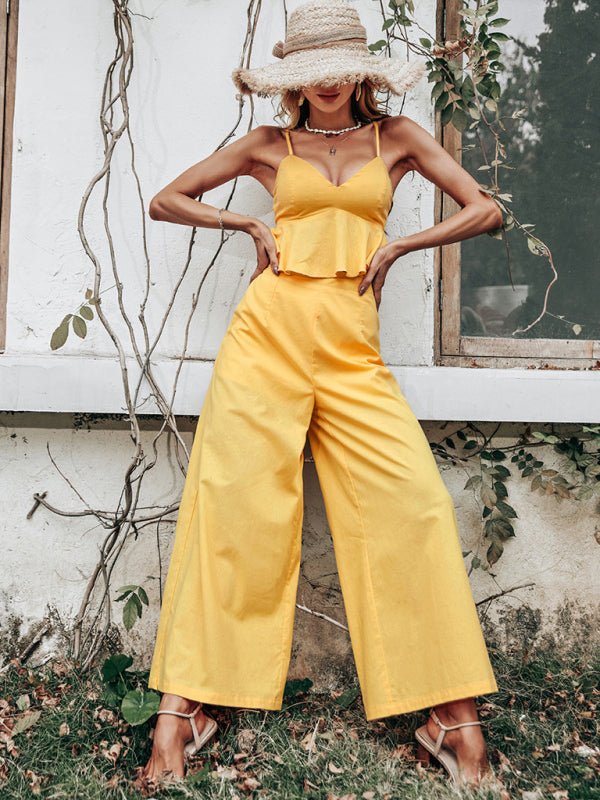 Gorgeous Yellow Top and Bottom Two-Piece Set