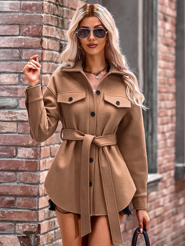 Lace-Up Wooly Lapel Jacket
