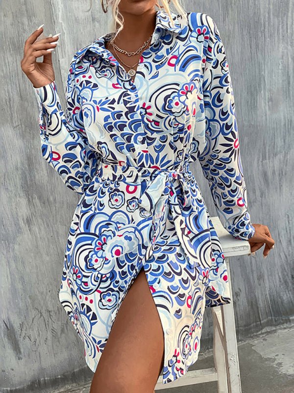 Stylish Hot Patterned Shirt Dress