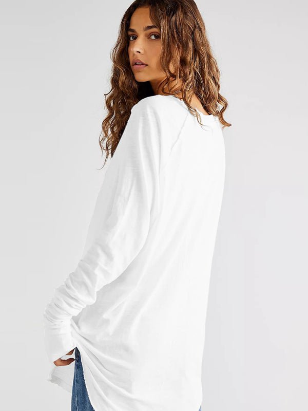 Round Neck Pullover Long Sleeve Loose Top