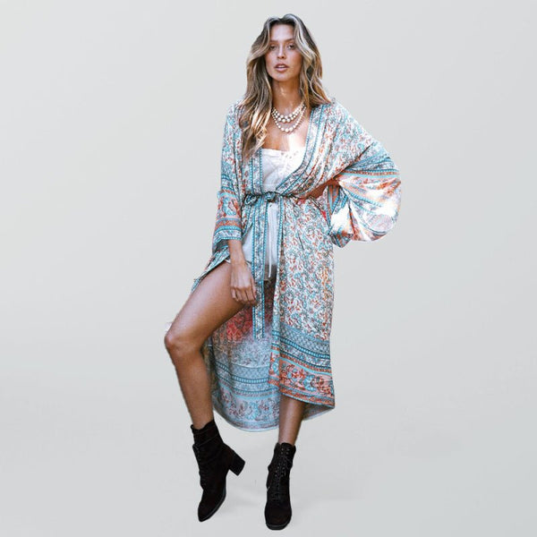 Bohemian Lace-Up Long Cardigan