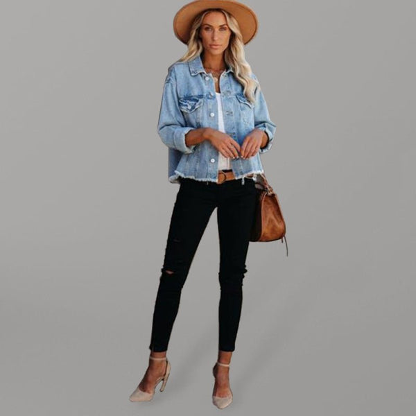 Cropped Edges Denim Jacket